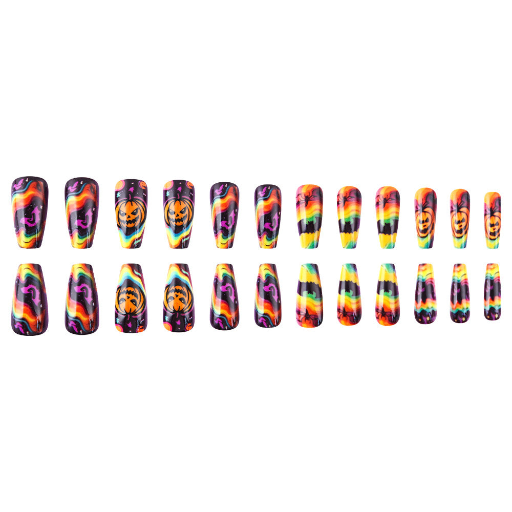 Retro Psychedelic Halloween Coffin Press-On Nails (24 Pcs Universal Fit)