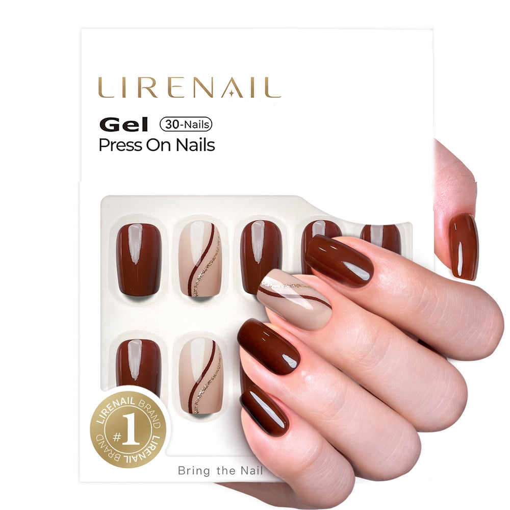 Mocha Line Dream medium squoval press-on nails product view
