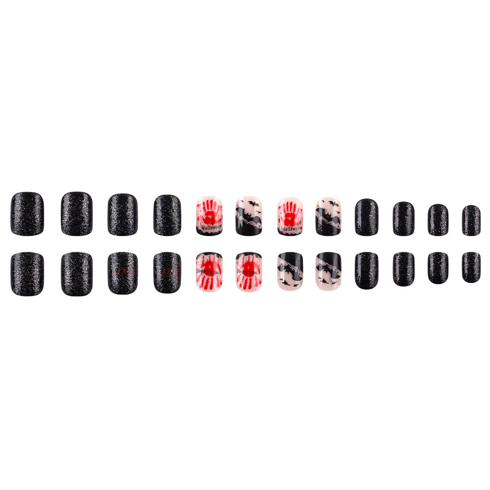 Bloody Handprint Horror Halloween Press-On Nails (24 Pcs Universal Fit)
