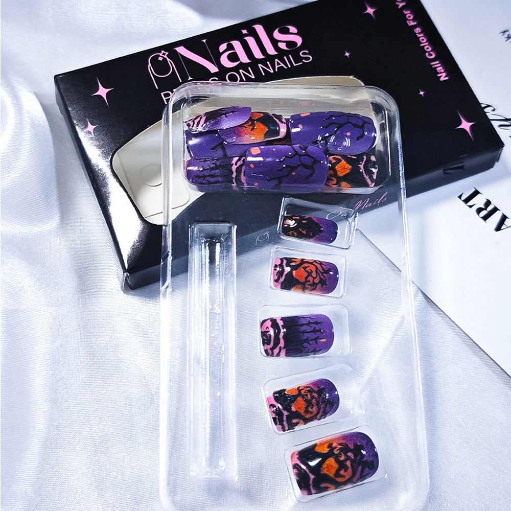 Purple Spooky Forest Halloween Press-On Nails (24 Pcs Universal Fit)