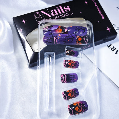 Purple Spooky Forest Halloween Press-On Nails (24 Pcs Universal Fit)