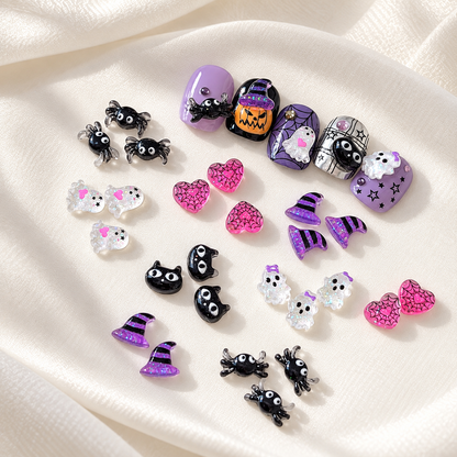 Halloween Resin Nail Charms – 50 Pcs Kawaii Mixed Pack