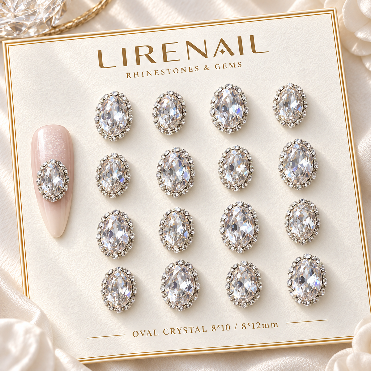 Sparkle Cluster Nail Charms – Oval Halo Crystal Gems (2 Sizes)