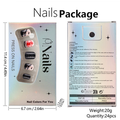 Bloody Handprint Horror Halloween Press-On Nails (24 Pcs Universal Fit)