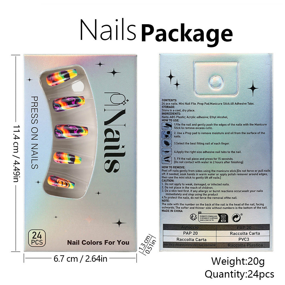 Retro Psychedelic Halloween Coffin Press-On Nails (24 Pcs Universal Fit)