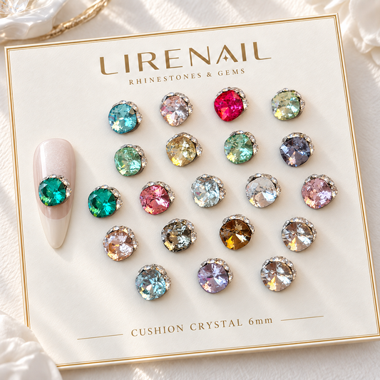 Sparkle Cluster Nail Charms – Cushion Cut Crystal Gems (19 Colors)