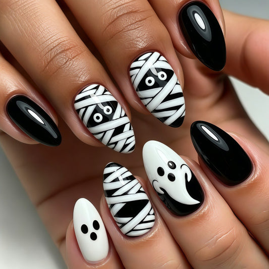 Spooky Mummy Ghost Halloween Press-On Nails (24 Pcs Mix & Match)