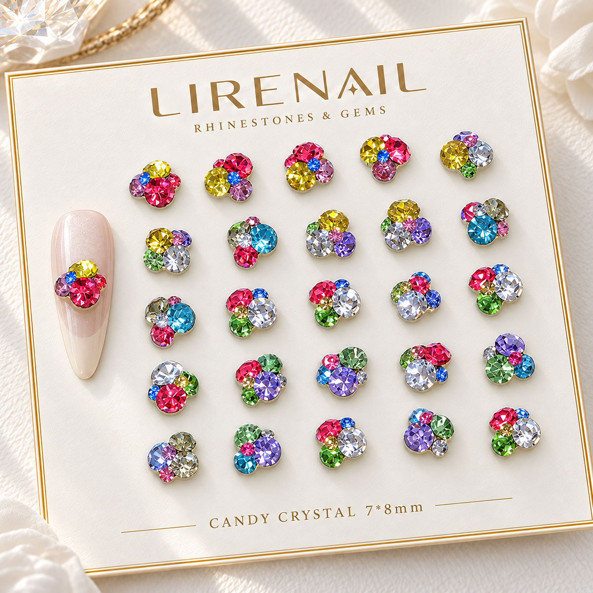 Sparkle Cluster Nail Charms – Candy Crystal Color Mix (5 Blends)