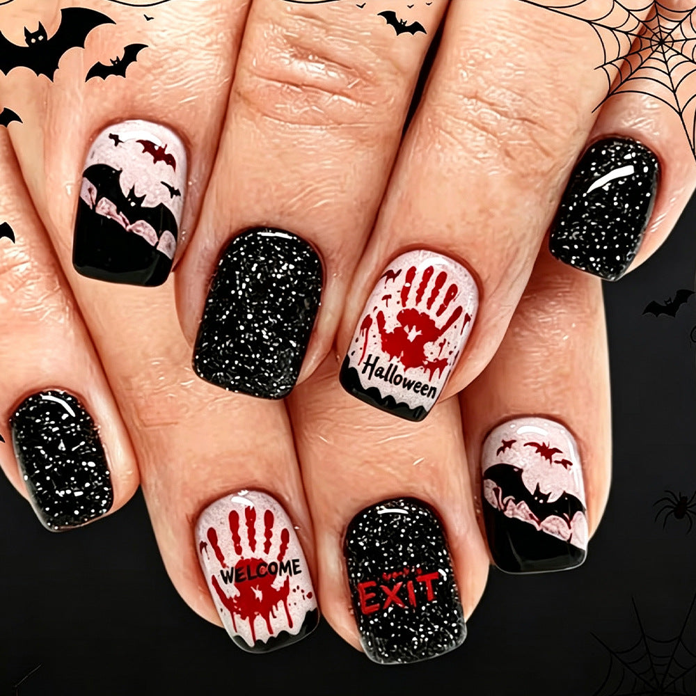 Bloody Handprint Horror Halloween Press-On Nails (24 Pcs Universal Fit)