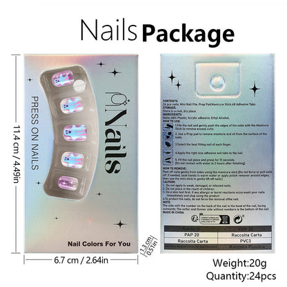 Pastel Galaxy Ghost Halloween Press-On Nails (24 Pcs Universal Fit)