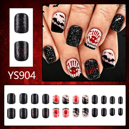 Bloody Handprint Horror Halloween Press-On Nails (24 Pcs Universal Fit)