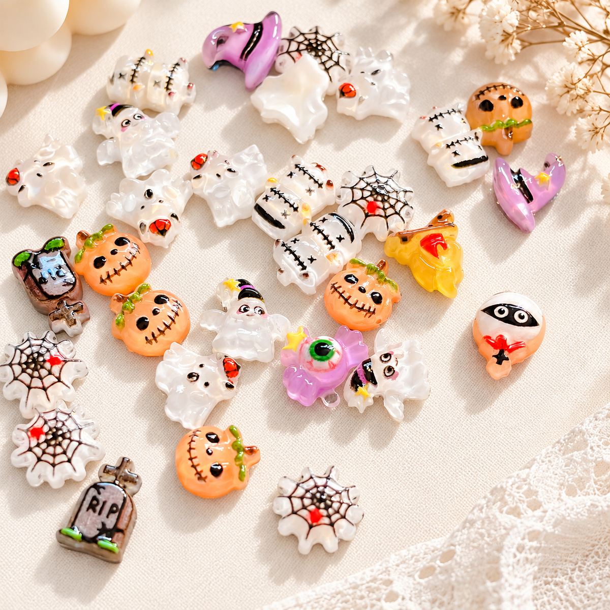 Halloween Resin Nail Charms – 20 Pcs Mini Translucent Mixed Pack