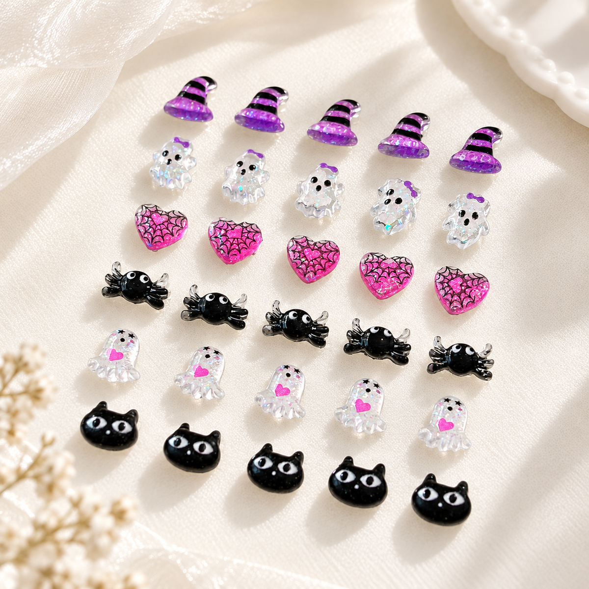 Halloween Resin Nail Charms – 50 Pcs Kawaii Mixed Pack
