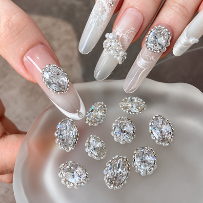 Sparkle Cluster Nail Charms – Oval Halo Crystal Gems (2 Sizes)
