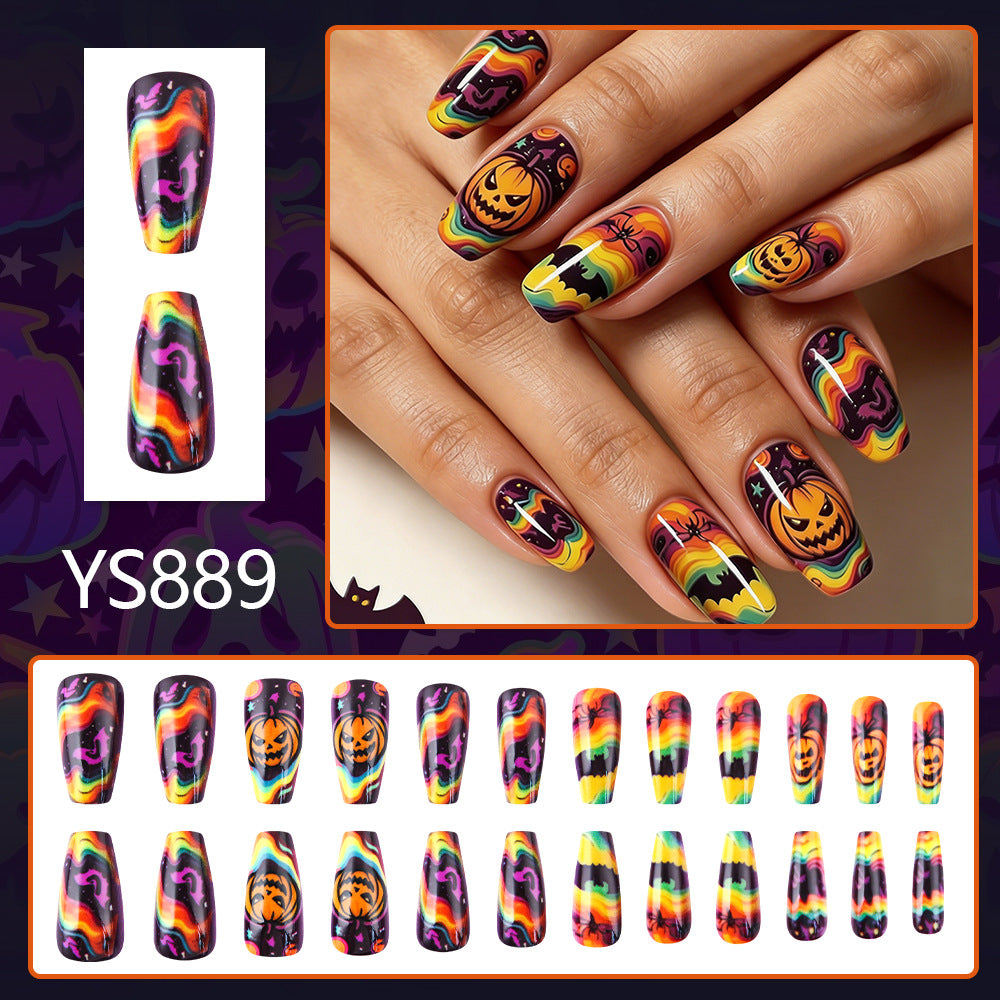 Retro Psychedelic Halloween Coffin Press-On Nails (24 Pcs Universal Fit)