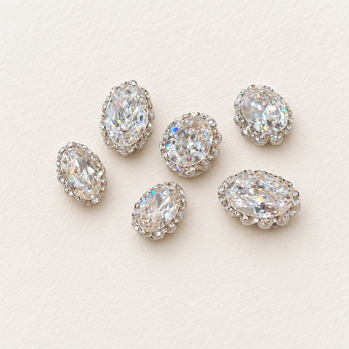 Sparkle Cluster Nail Charms – Oval Halo Crystal Gems (2 Sizes)