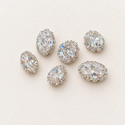 Sparkle Cluster Nail Charms – Oval Halo Crystal Gems (2 Sizes)