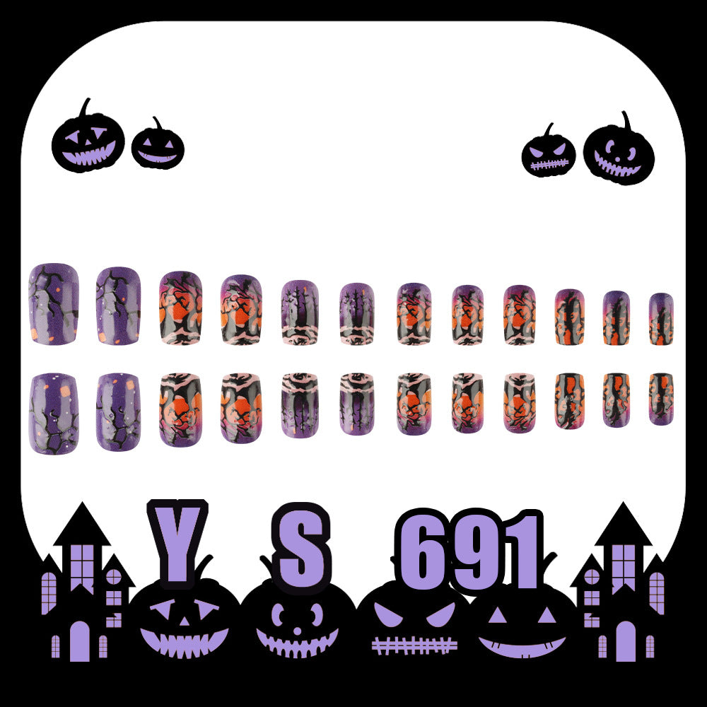 Purple Spooky Forest Halloween Press-On Nails (24 Pcs Universal Fit)