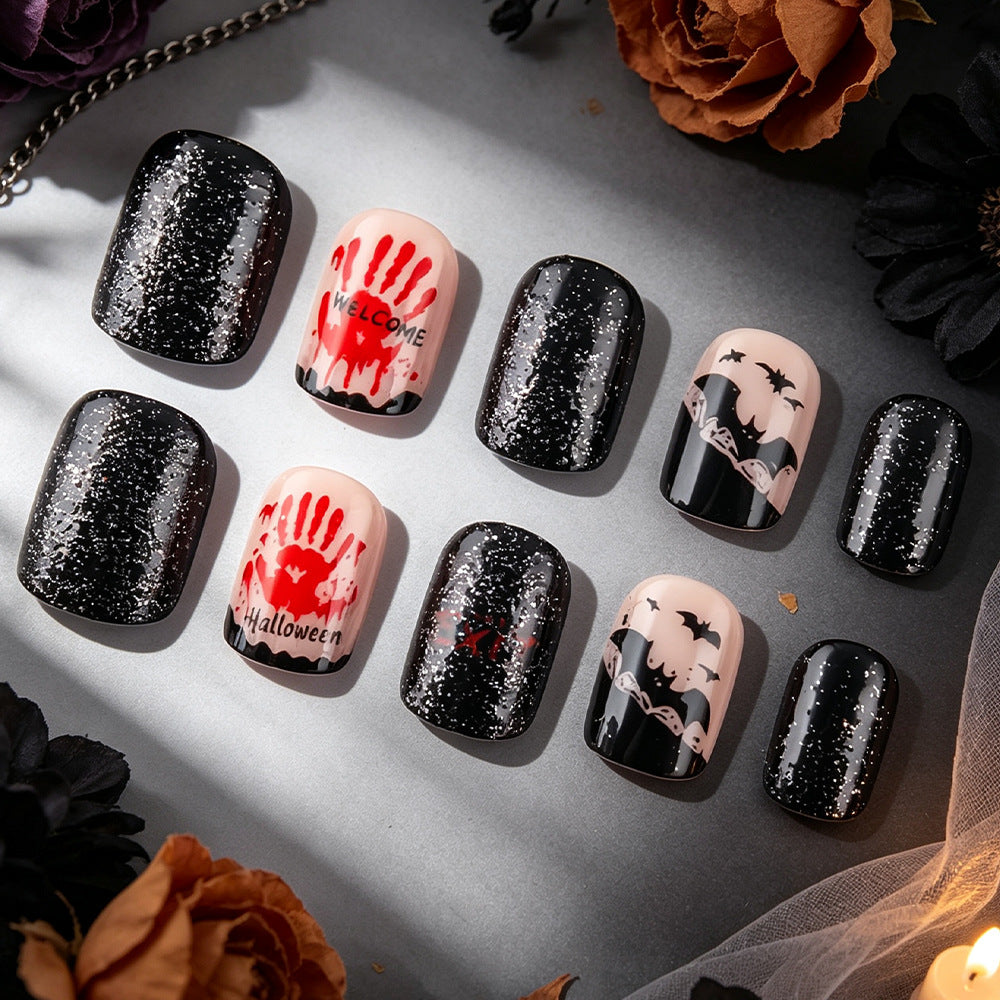 Bloody Handprint Horror Halloween Press-On Nails (24 Pcs Universal Fit)