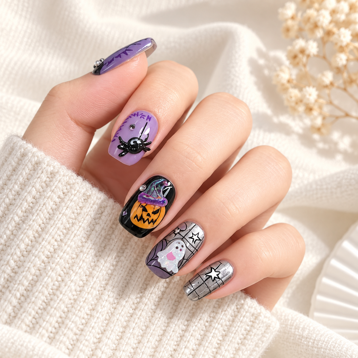 Halloween Resin Nail Charms – 50 Pcs Kawaii Mixed Pack