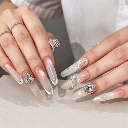 Sparkle Cluster Nail Charms – Oval Halo Crystal Gems (2 Sizes)