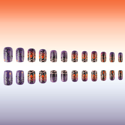 Purple Spooky Forest Halloween Press-On Nails (24 Pcs Universal Fit)