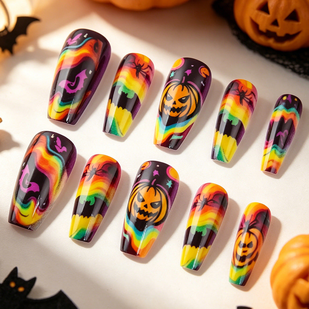 Retro Psychedelic Halloween Coffin Press-On Nails (24 Pcs Universal Fit)