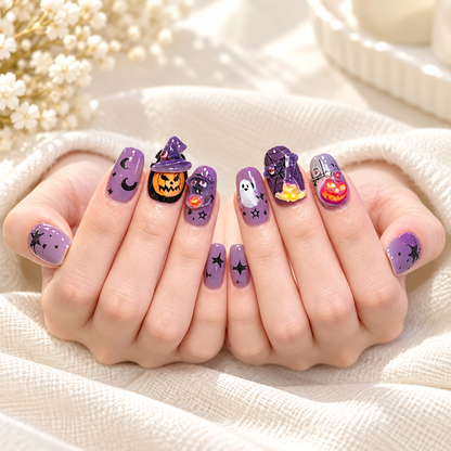Halloween Resin Nail Charms – 30 Pcs Purple Glitter Mixed Pack