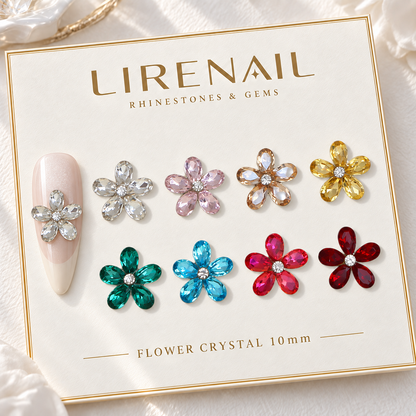 Sparkle Cluster Nail Charms – Five Petal Crystal Flower Gems (8 Colors)