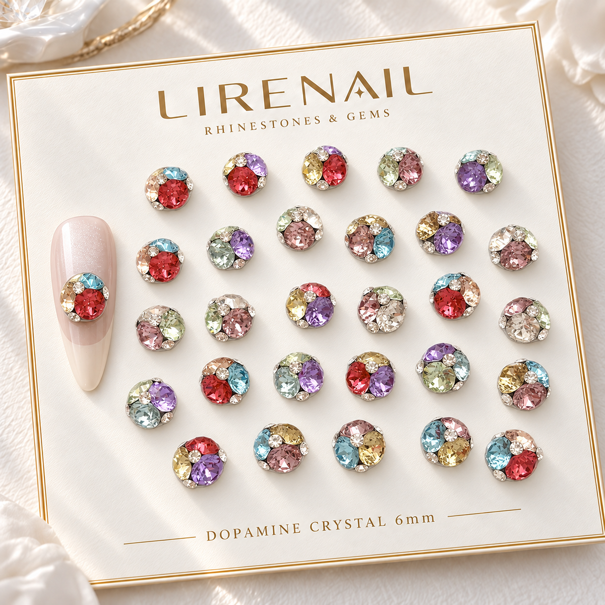 Sparkle Cluster Nail Charms – Vivid Crystal Color Mix (5 Blends)