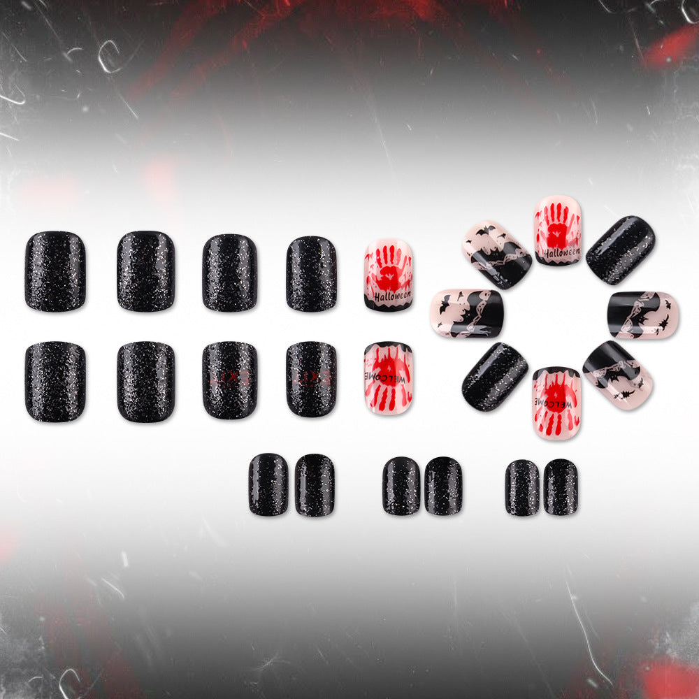 Bloody Handprint Horror Halloween Press-On Nails (24 Pcs Universal Fit)