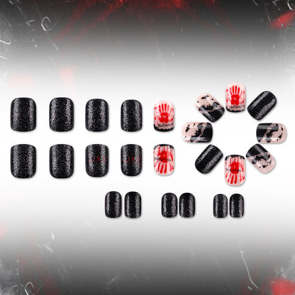 Bloody Handprint Horror Halloween Press-On Nails (24 Pcs Universal Fit)