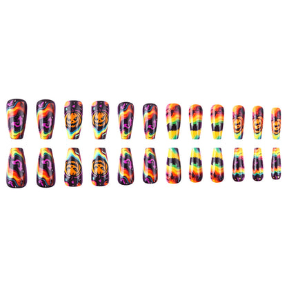 Retro Psychedelic Halloween Coffin Press-On Nails (24 Pcs Universal Fit)