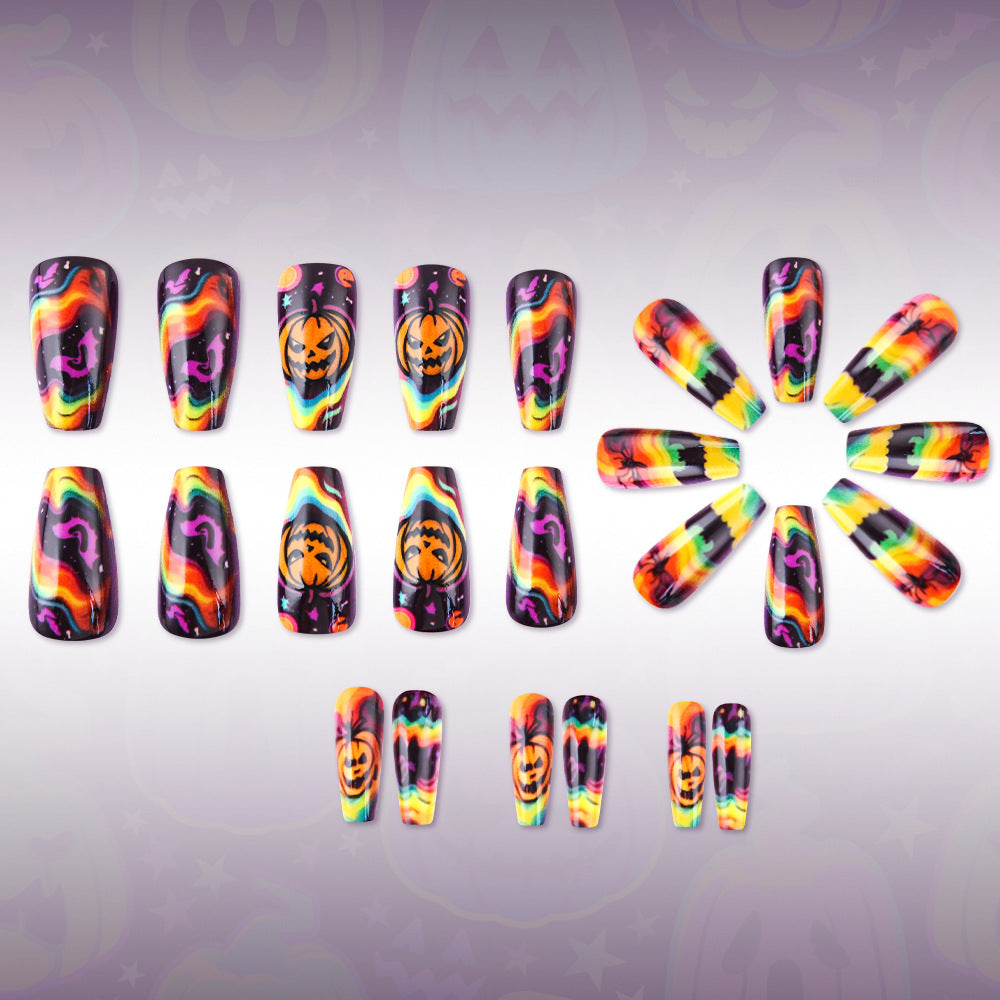 Retro Psychedelic Halloween Coffin Press-On Nails (24 Pcs Universal Fit)