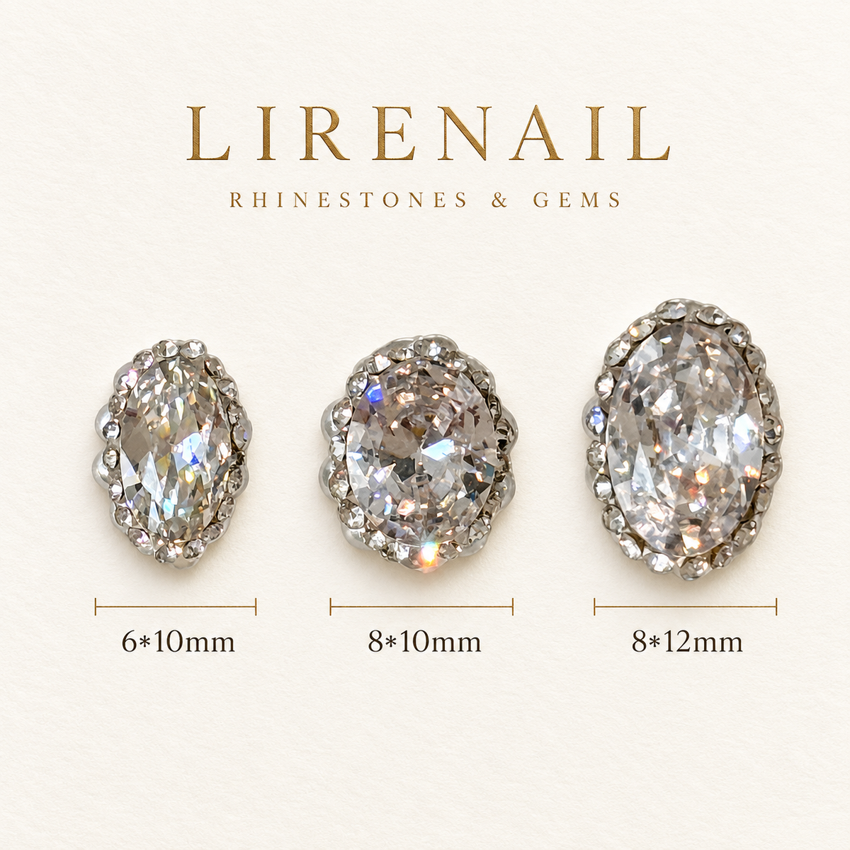 Sparkle Cluster Nail Charms – Oval Halo Crystal Gems (2 Sizes)