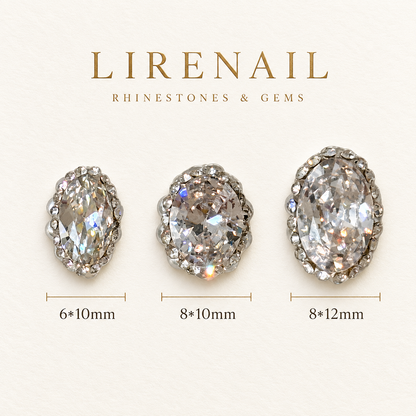 Sparkle Cluster Nail Charms – Oval Halo Crystal Gems (2 Sizes)