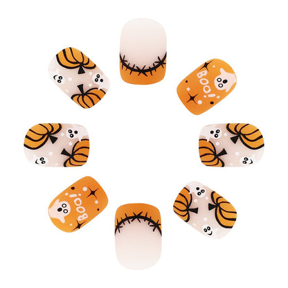 Pumpkin Stitched French Halloween Press-On Nails (24 Pcs Mix & Match)