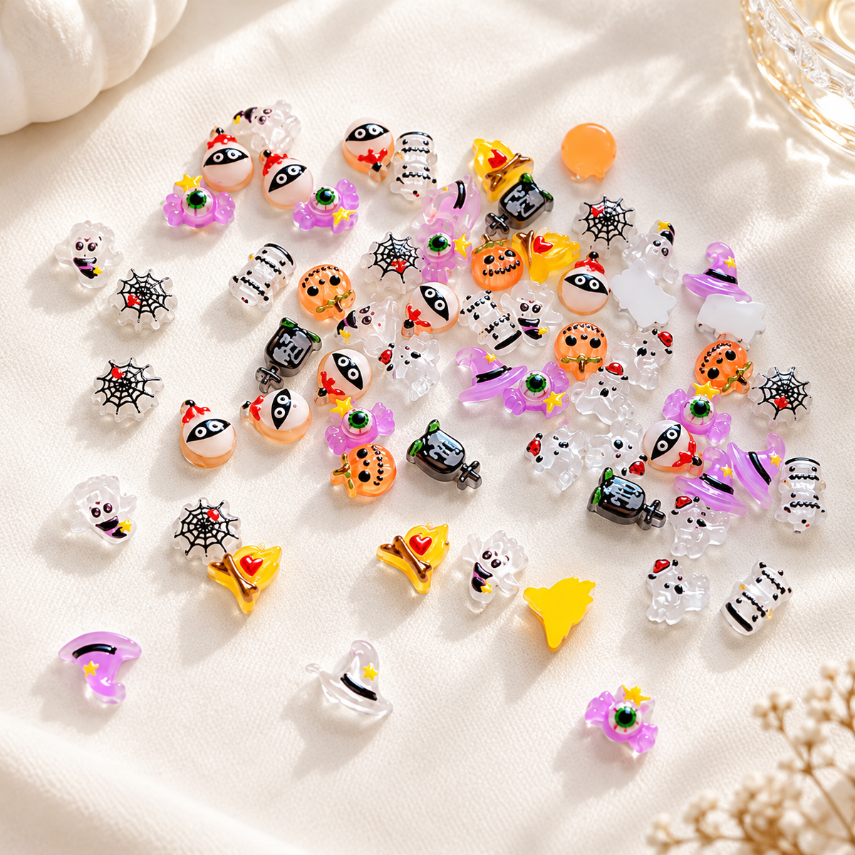 Halloween Resin Nail Charms – 20 Pcs Mini Translucent Mixed Pack