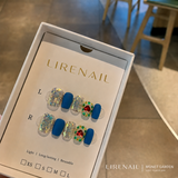 Monet Garden – Blue Matte Crystal Heart Press-On Nails