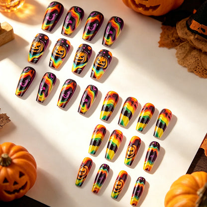 Retro Psychedelic Halloween Coffin Press-On Nails (24 Pcs Universal Fit)