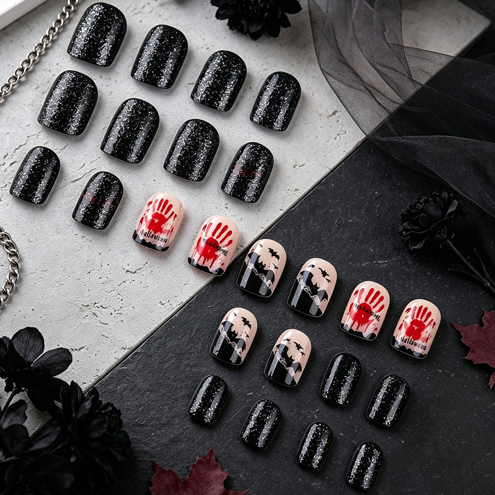 Bloody Handprint Horror Halloween Press-On Nails (24 Pcs Universal Fit)