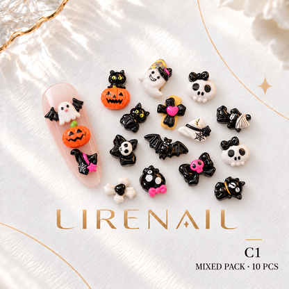 Halloween Resin Nail Charms – 10 Pcs Chunky Mixed Pack – Mixed Pack (10 pcs)
