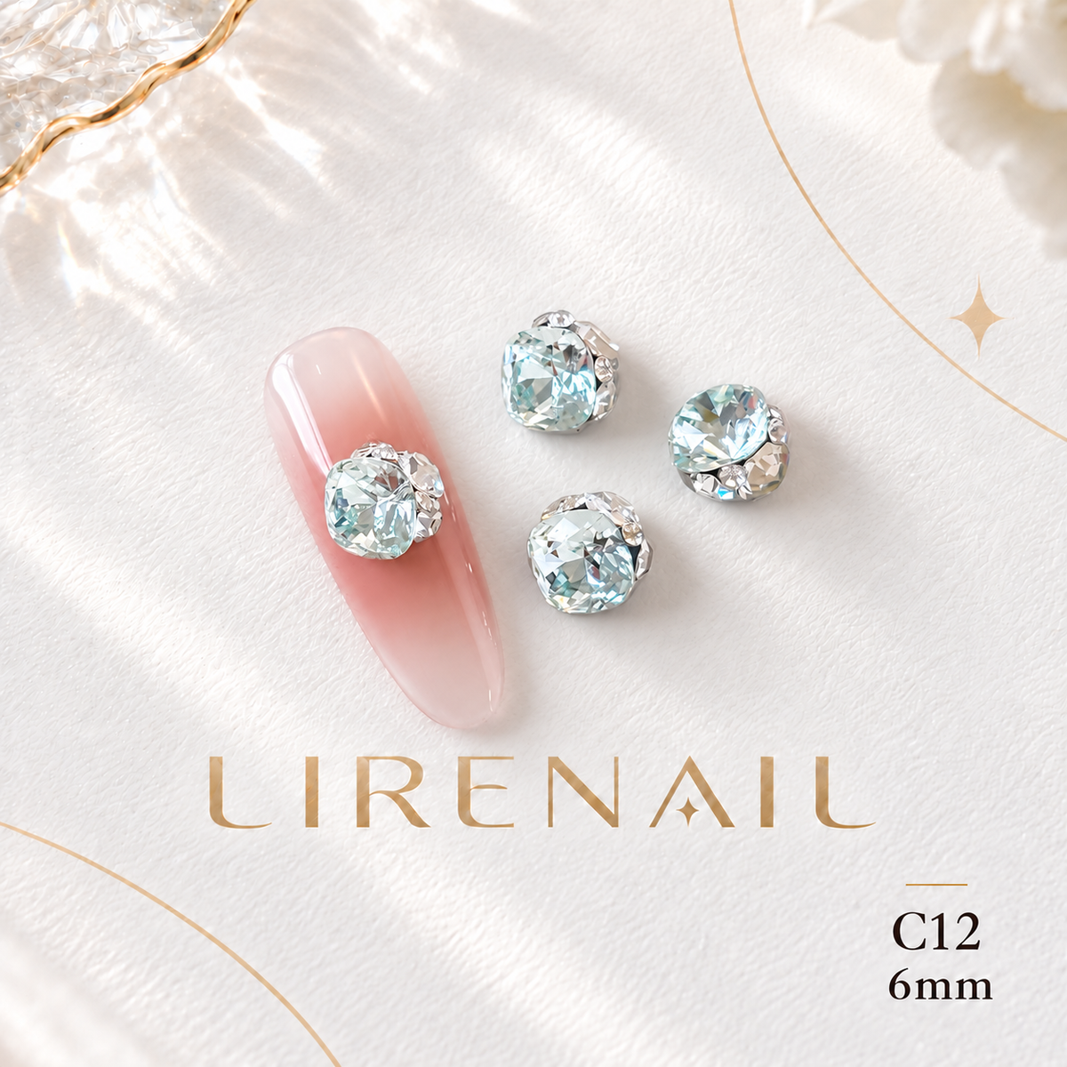 Sparkle Cluster Nail Charms – Cushion Cut Crystal Gems (19 Colors) – C12/1pc