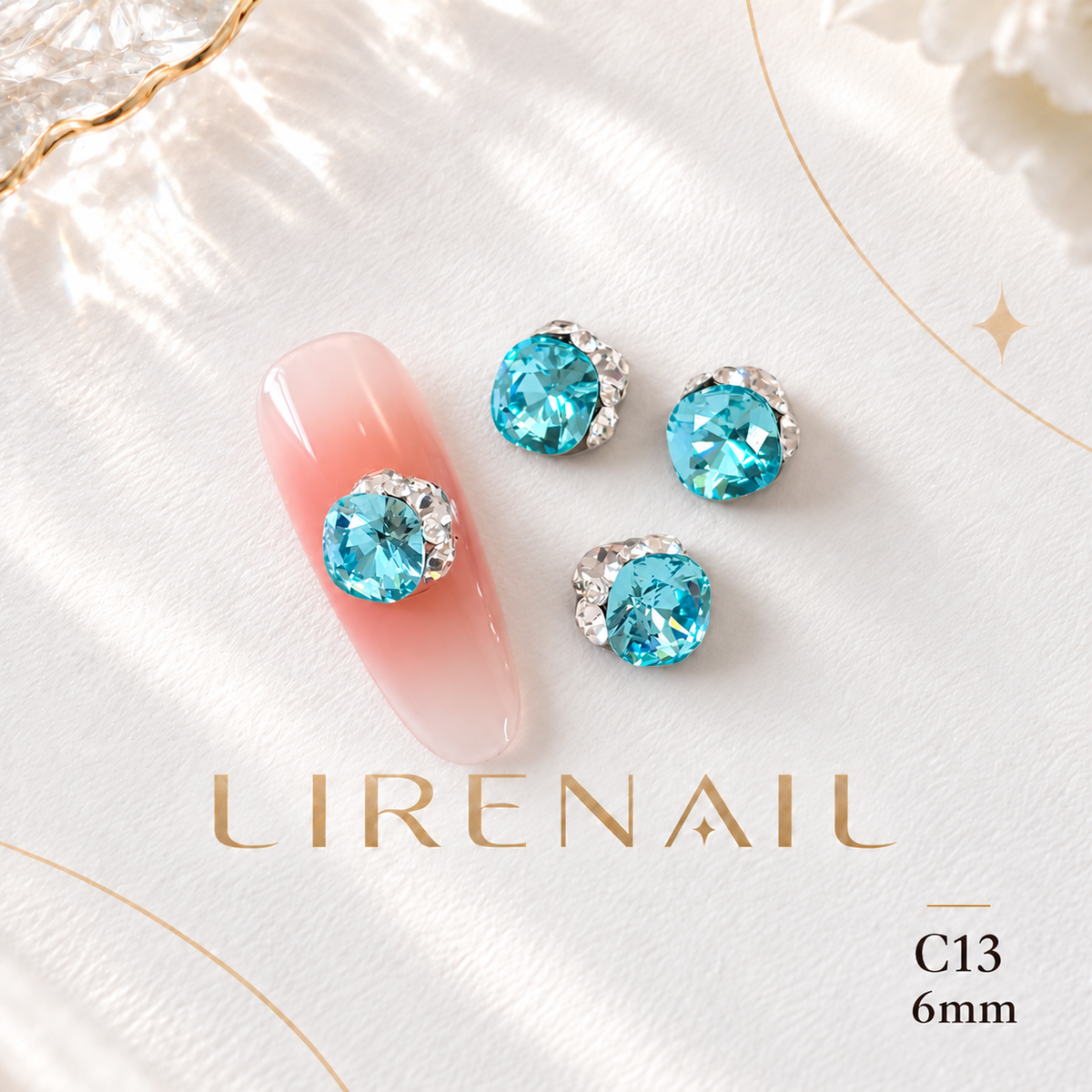 Sparkle Cluster Nail Charms – Cushion Cut Crystal Gems (19 Colors) – C13/1pc