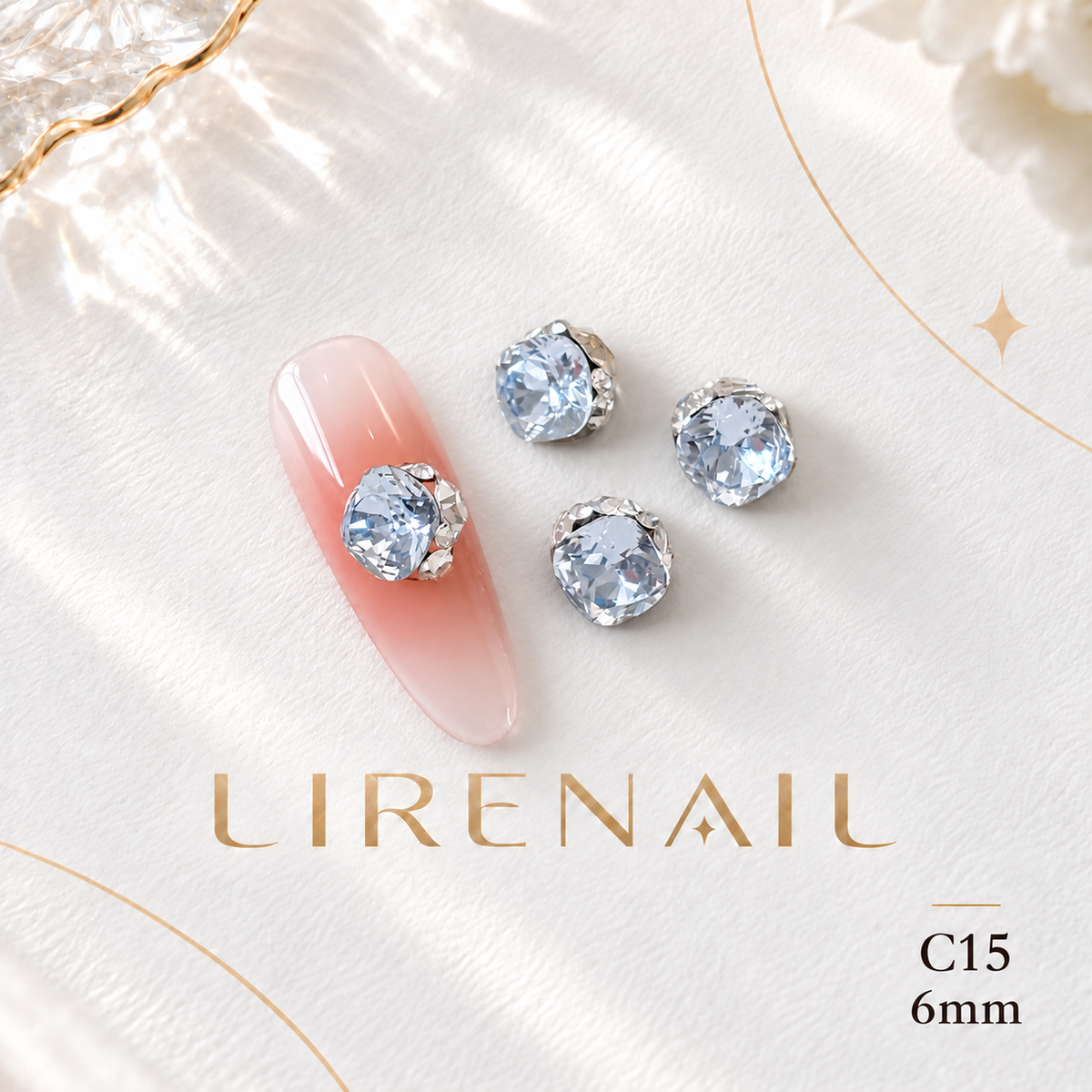 Sparkle Cluster Nail Charms – Cushion Cut Crystal Gems (19 Colors) – C15/1pc