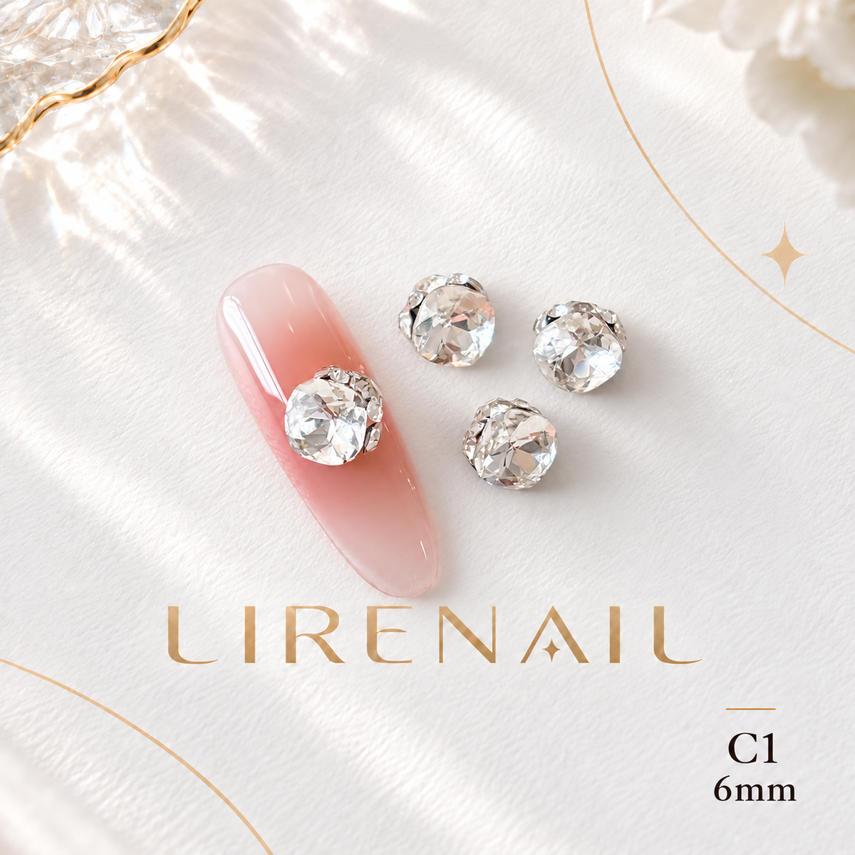Sparkle Cluster Nail Charms – Cushion Cut Crystal Gems (19 Colors) – C1/1pc