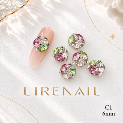 Sparkle Cluster Nail Charms – Vivid Crystal Color Mix (5 Blends) – C1/1pc