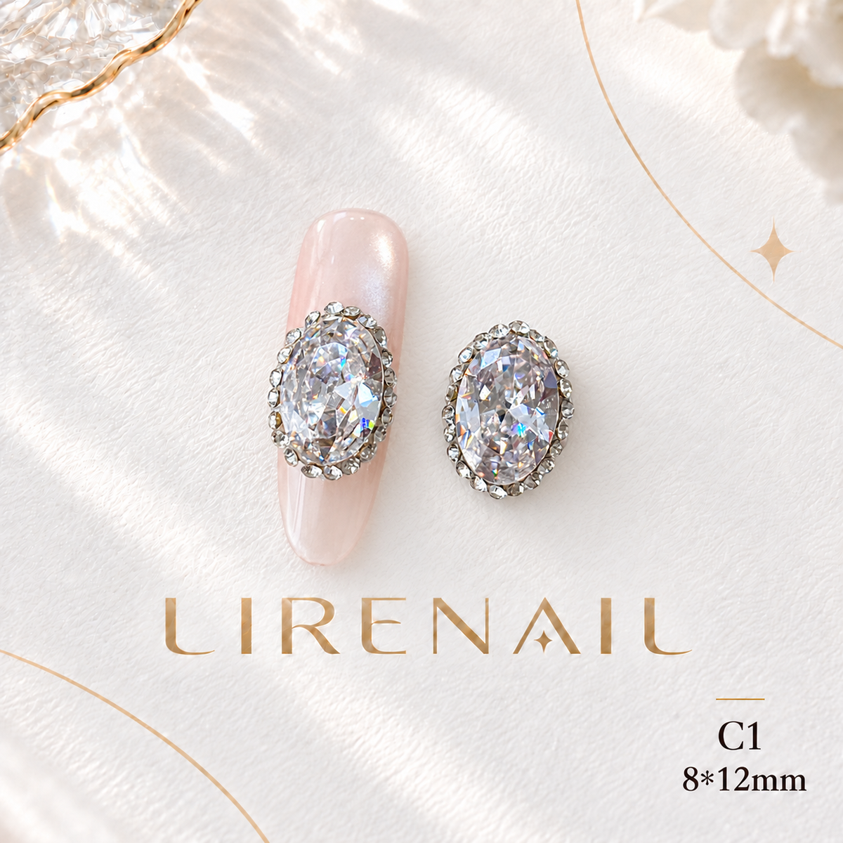 Sparkle Cluster Nail Charms – Oval Halo Crystal Gems (2 Sizes) – 8×12mm/1pc