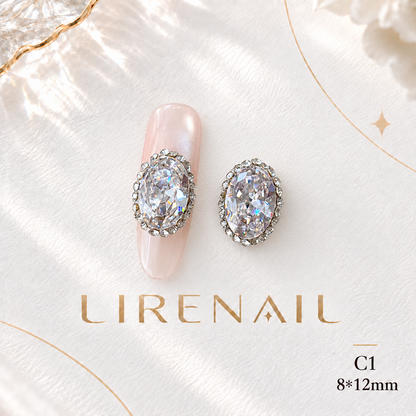 Sparkle Cluster Nail Charms – Oval Halo Crystal Gems (2 Sizes) – 8×12mm/1pc