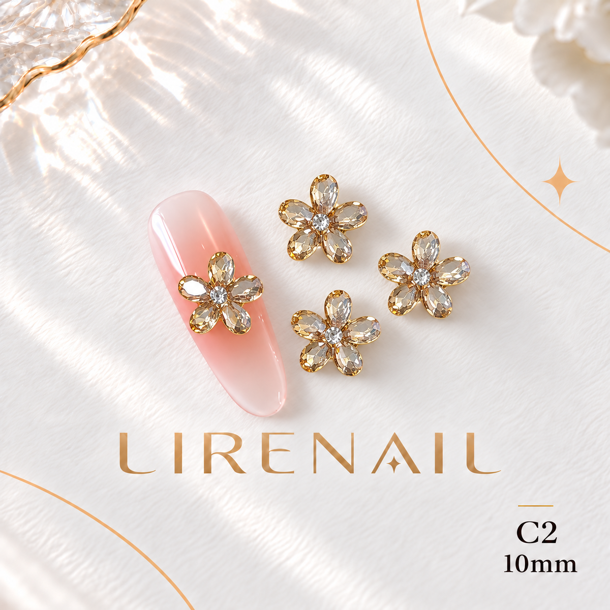 Sparkle Cluster Nail Charms – Five Petal Crystal Flower Gems (8 Colors) – C2/1pc